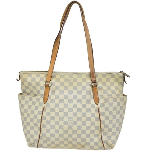 LOUIS VUITTON Totally MM Shoulder Bag Damier Azur Leather White - Picture 3 of 16